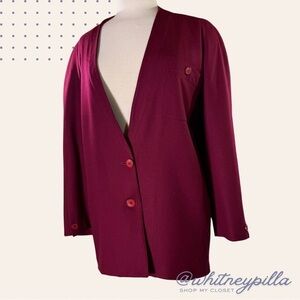 Vintage Christian Dior Separates red 100% Wool oversized Blazer Jacket size 8